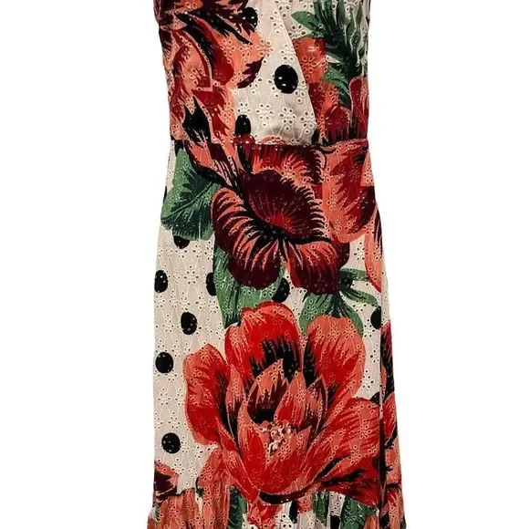 Farm Rio Eyelet Riviera Eyelet Maxi Dress Natural Motif Floral Anthropologie - Picture 10 of 16